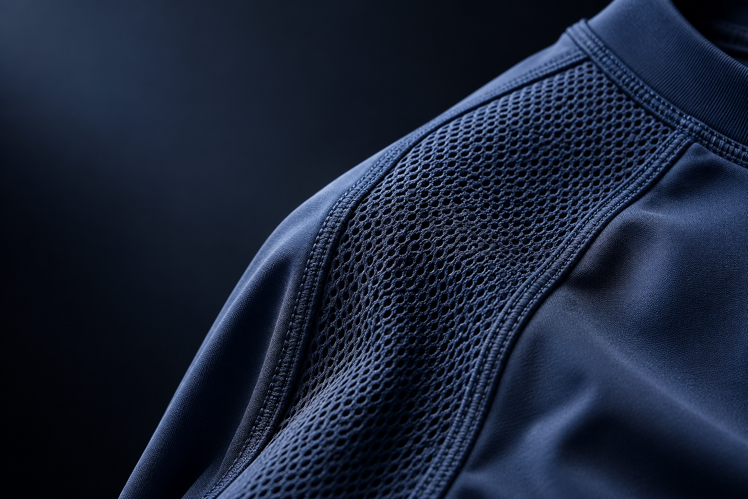 Blue mesh fabric detail